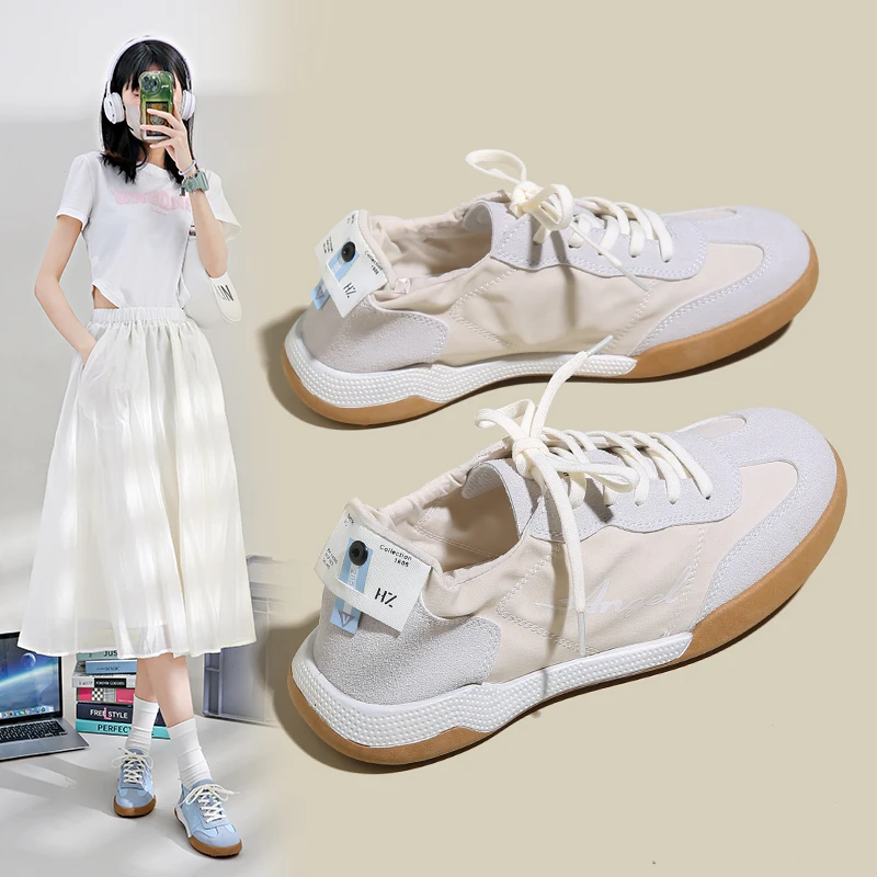 印妍休闲鞋女2024年新款芭蕾德训鞋休闲百搭轻便透气运动小白鞋P