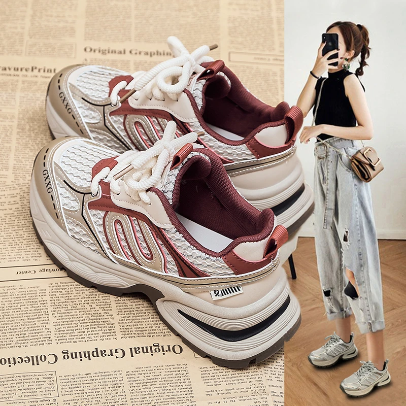 2024春新款高级感潮流老爹鞋女厚底单鞋时尚休闲百搭跑步运动鞋
