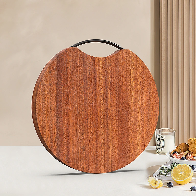 家味美 黑金檀木整木圆形加厚案板菜板砧板双面可用