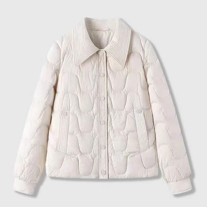 白鸭绒外套2024冬季新款白鸭绒服小香风翻领加厚保暖外套9619