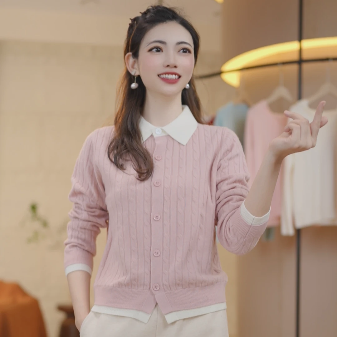 [100%纯羊毛]进口美丽诺绵羊毛2025春款上新打底长袖针织衫7570