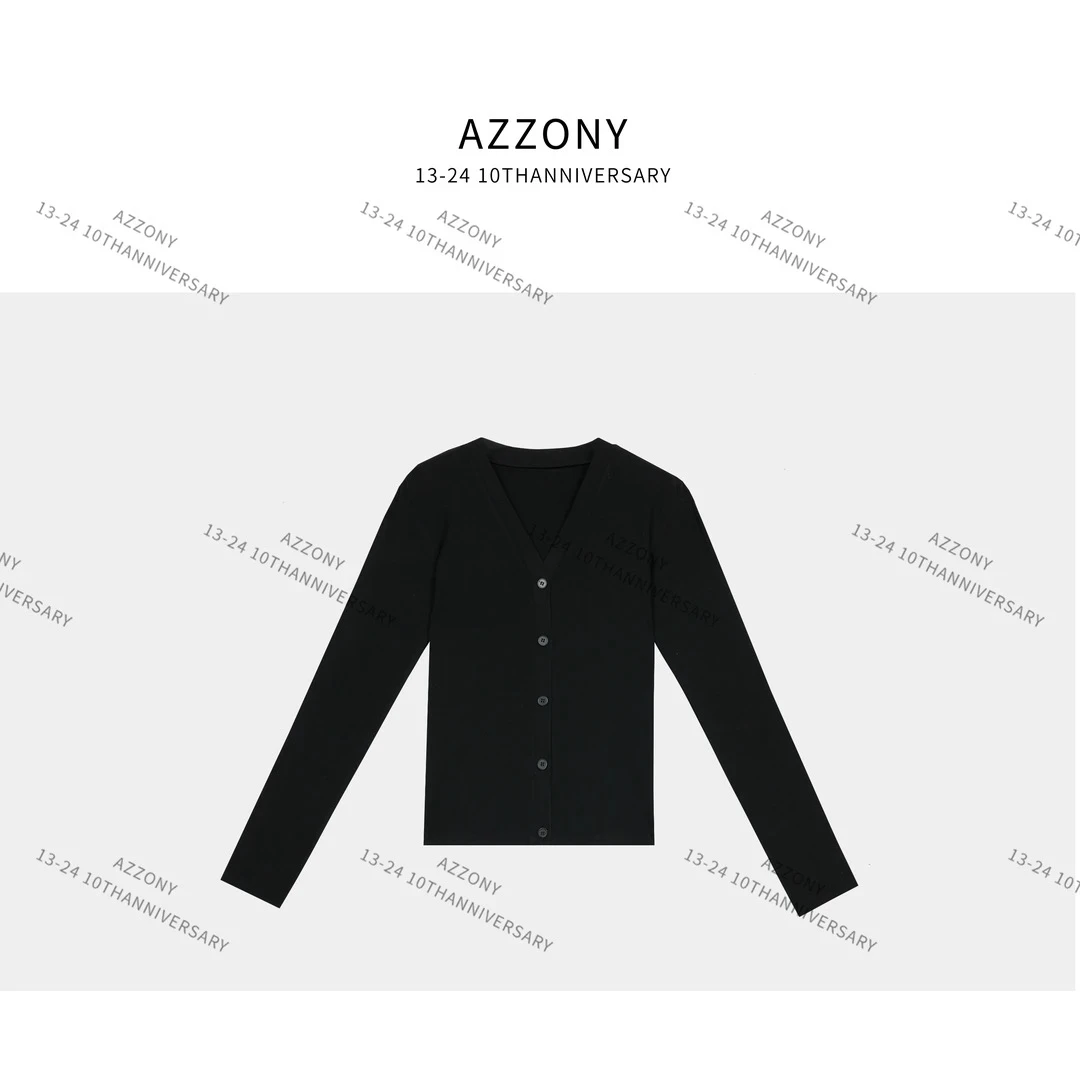 JIEJIEJIA-显瘦V领针织开衫长袖纯色百搭小外套24414