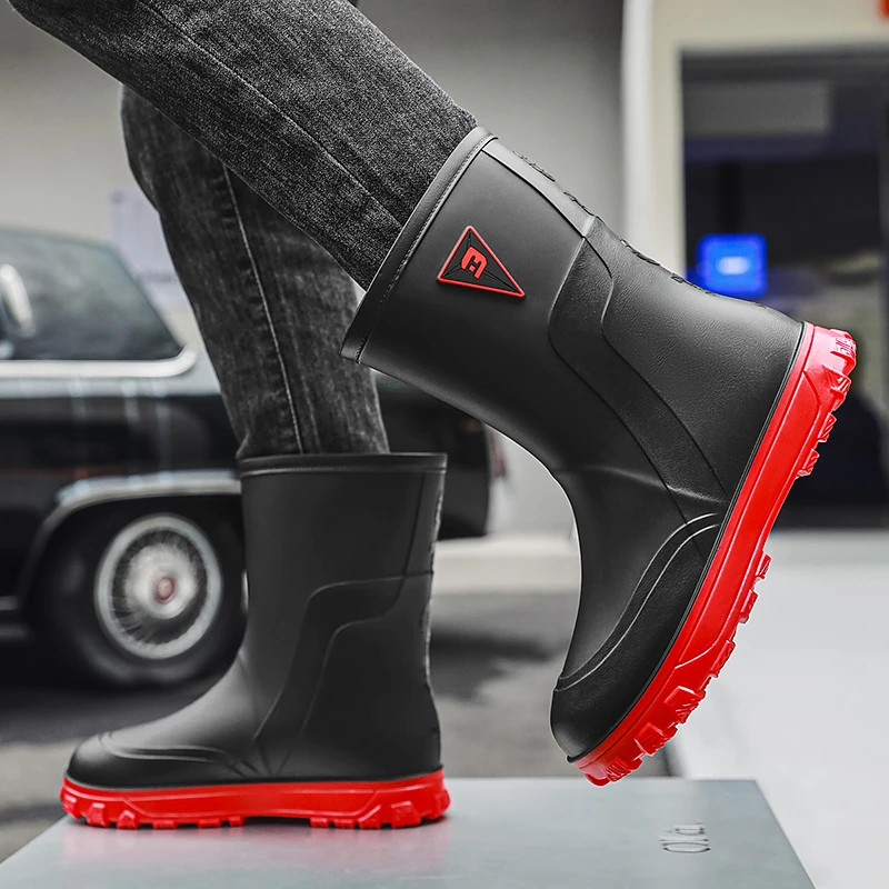 喆星休闲雨鞋保暖男款水鞋雨靴工作防滑厨房耐磨水靴加绒轻便胶鞋