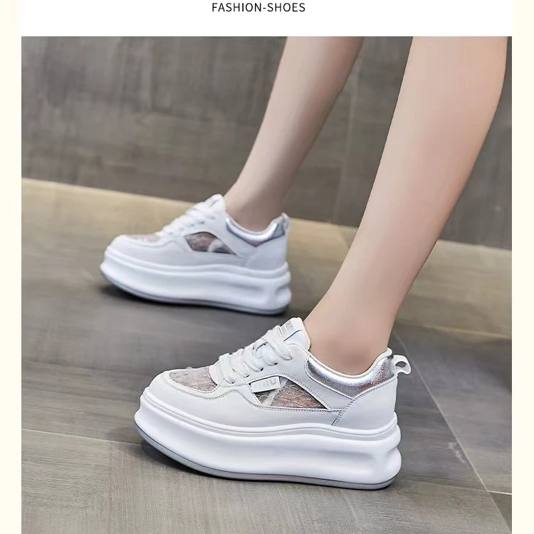 女鞋时尚百搭系带休闲潮鞋韩版网面小白鞋
