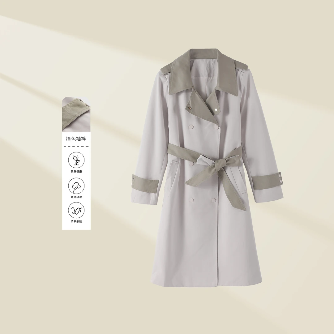 欧若风【龙哥专属】F5336012B 轻熟女春季风衣外套 优雅收腰显高挑-