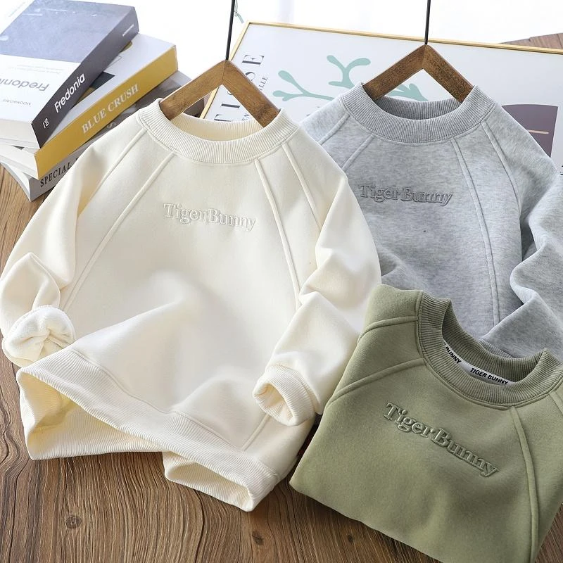 宝宝冬季加绒卫衣打底儿童百搭加厚洋气潮上衣中大童秋冬保暖绒衫