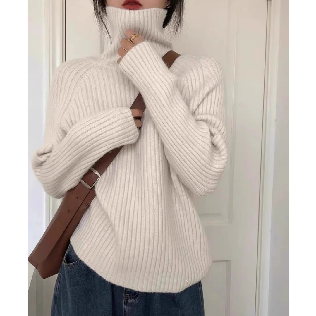 细闪加厚保暖高领毛衣女装秋冬季高级感温柔软糯慵懒风针织衫上衣