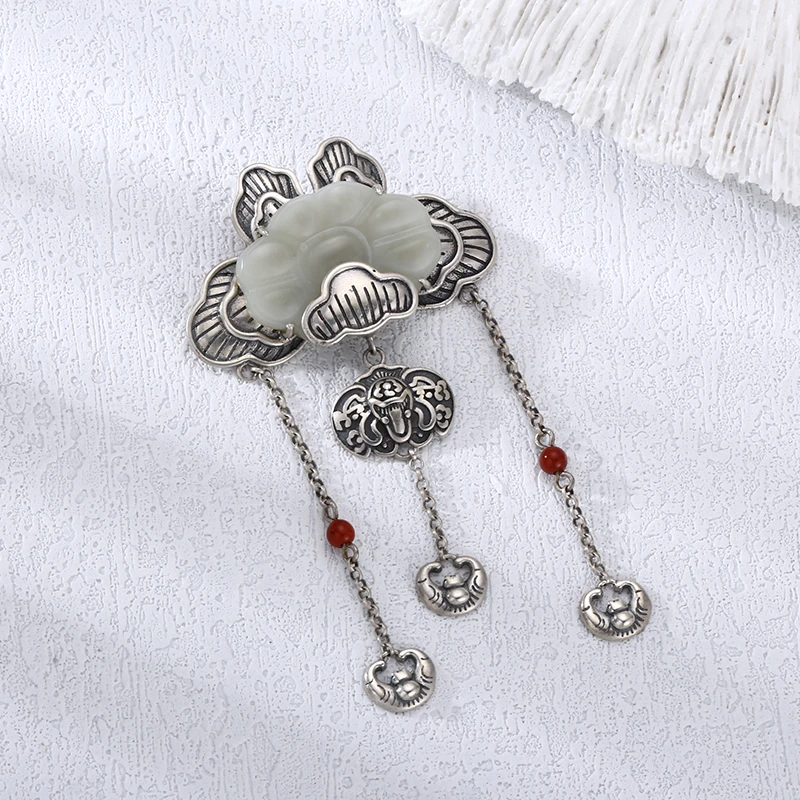 吊坠925银 莲花凤冠吊坠 百搭项链流行挂坠