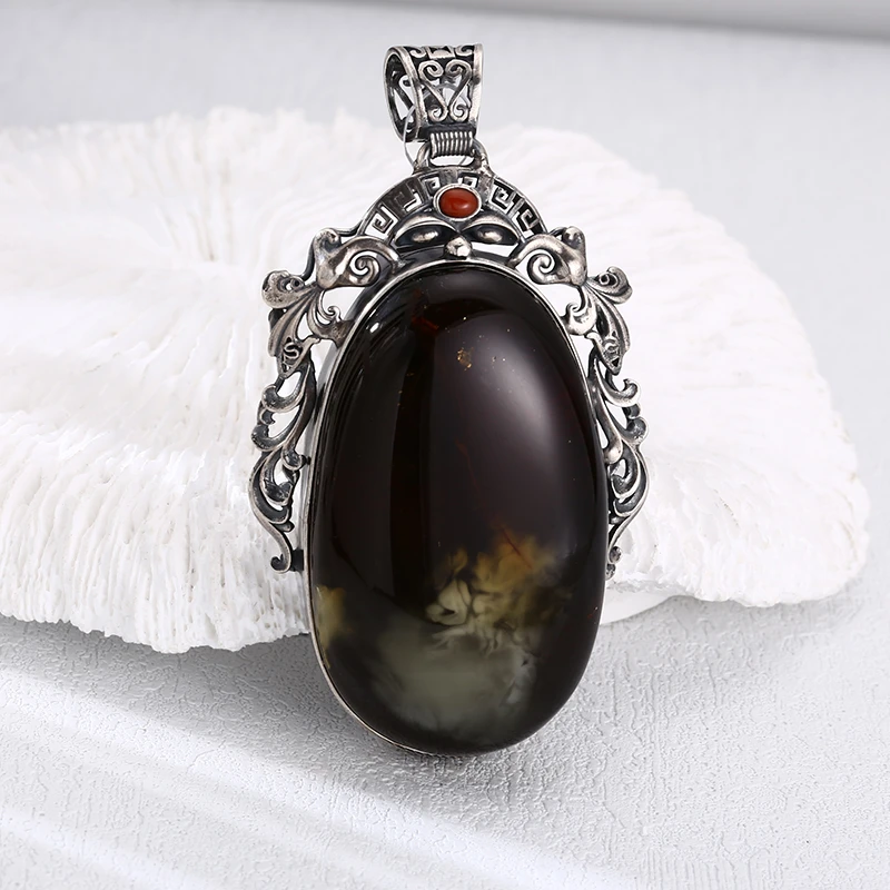 吊坠925银 手工银托大蛋面吊坠 百搭项链流行挂坠