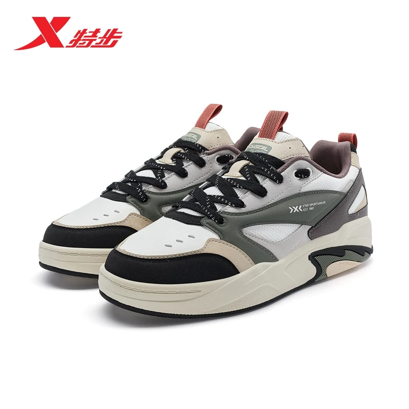特步花火板鞋男2024春季新款低帮时尚潮流运动休闲鞋976119310043