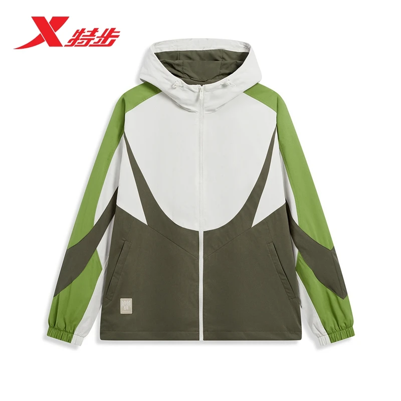 特步双层风衣外套男2024春季秋款防风撞色情侣夹克976127150421