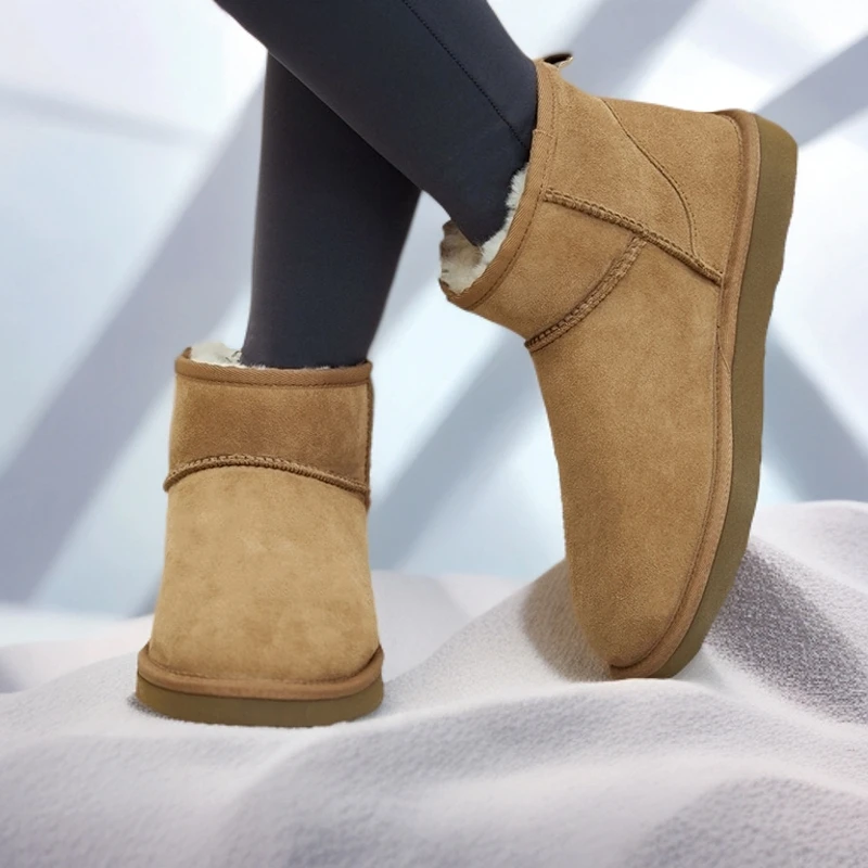 可至秋冬雪地靴短筒雪地靴女冬季加厚低帮雪地靴女鞋