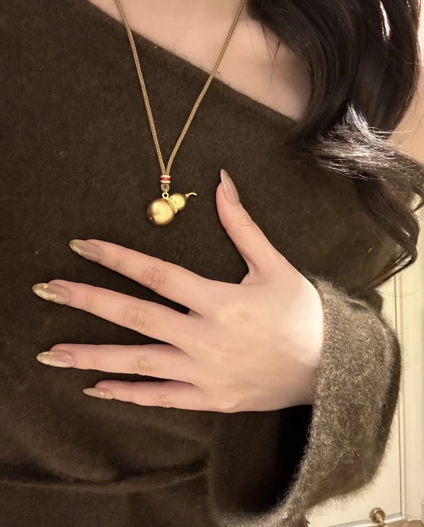 钛钢项链 葫芦编绳项链