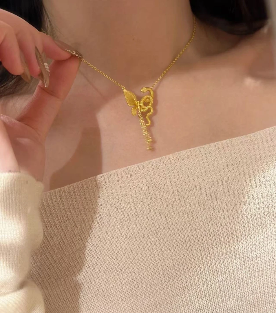 钛钢项链 蝴蝶灵蛇项链