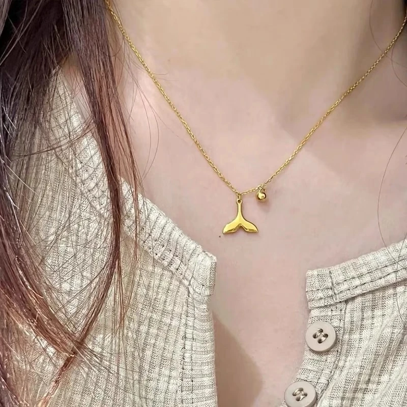 钛钢项链 余生有你鱼尾项链轻奢设计感锁骨链