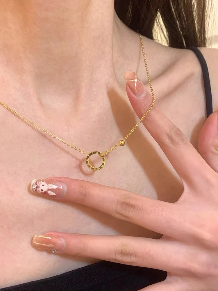 钛钢项链 罗马圆环项链