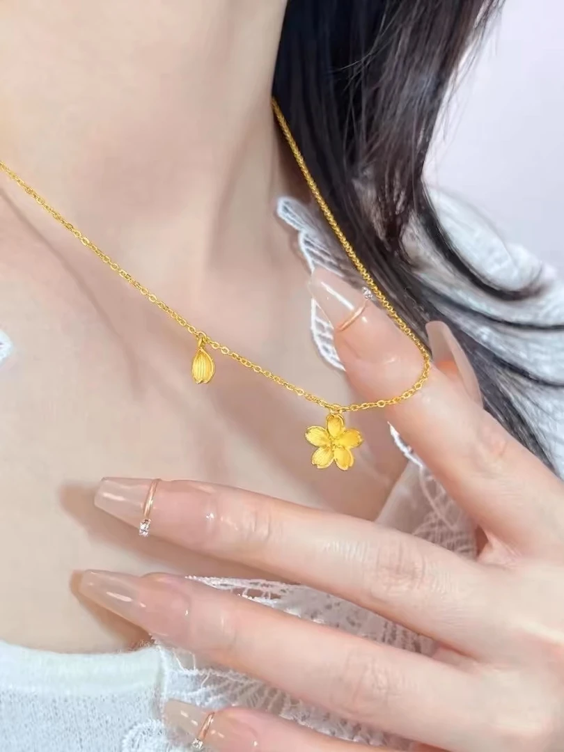 钛钢项链 樱花项链