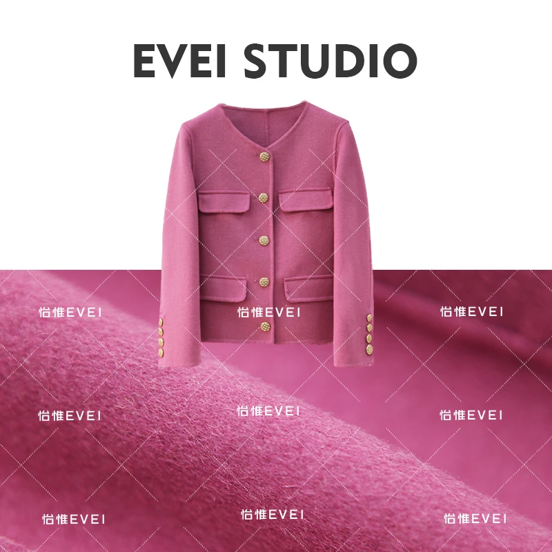 【芳芳惊喜】小香风短款双面绵羊毛大衣百搭中长款韩版女