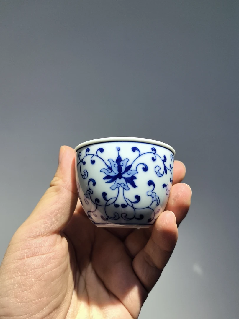 观溪柴窑 缠枝莲小缸杯主人杯约50cc