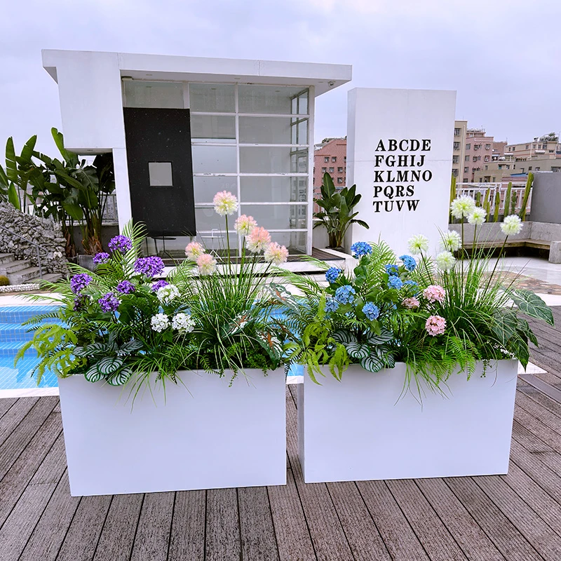 wo+仿真花蒲公英景观落地品质花箱广场样板间装饰阳台摆放可定制