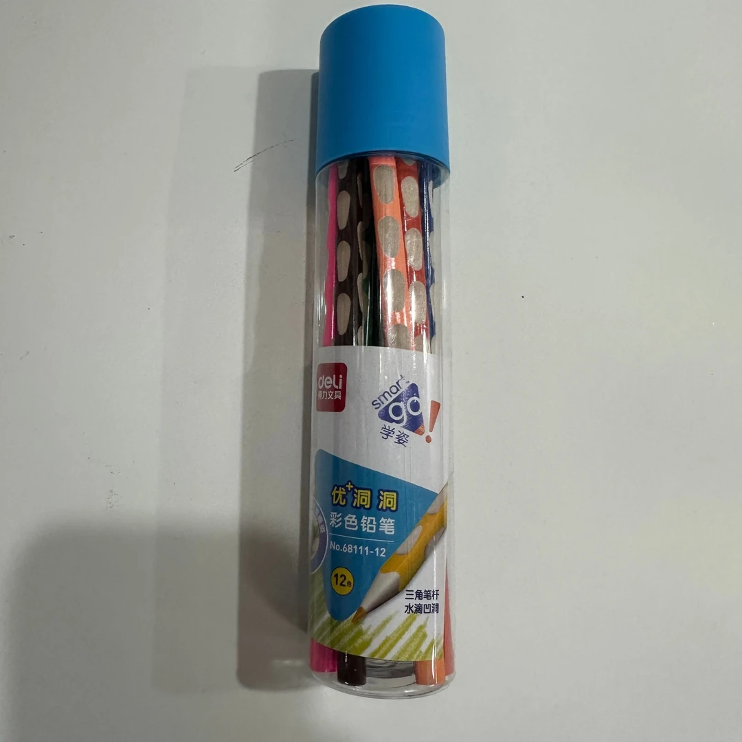得力优＋洞洞彩色铅笔12色