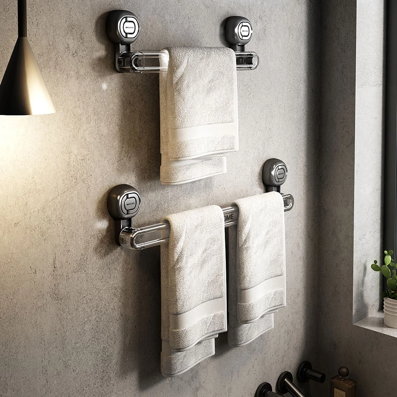 毛巾架卫生间免打孔浴室毛巾杆浴巾架子晾毛巾神器洗手间吸盘挂钩
