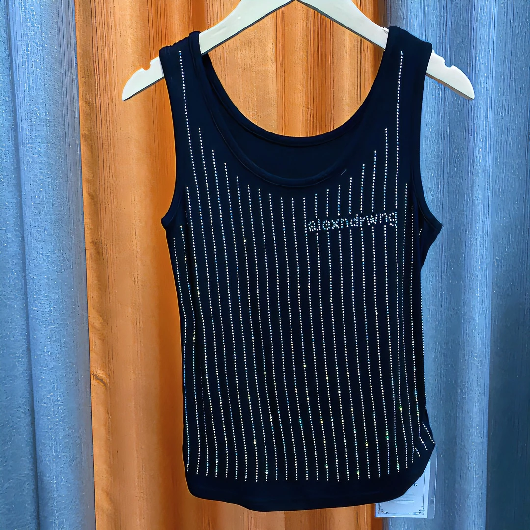 467小钻打底吊带2022新款高端外穿背心女士镶钻圆领内搭无袖衫
