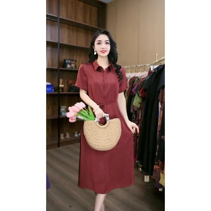 1616-10（红）新款舒适时尚休闲连衣裙