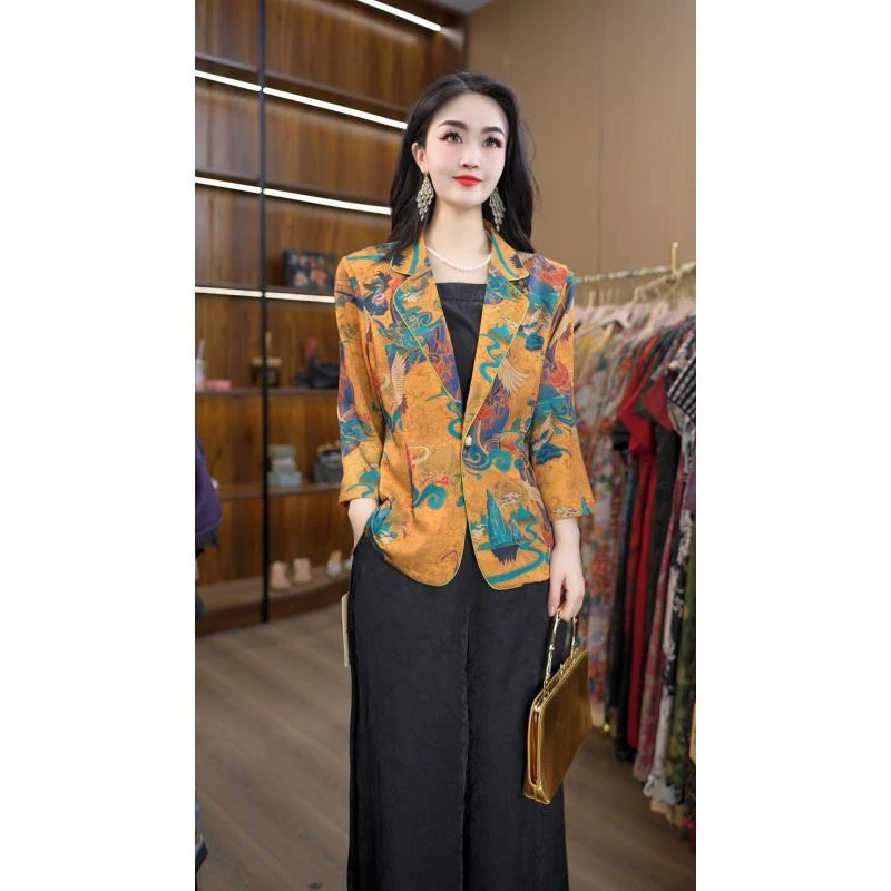 6671-10新款舒适时尚印花上衣外套