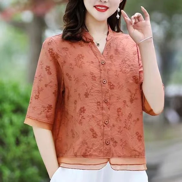 7-023-10（橘)新款女士小衫上衣