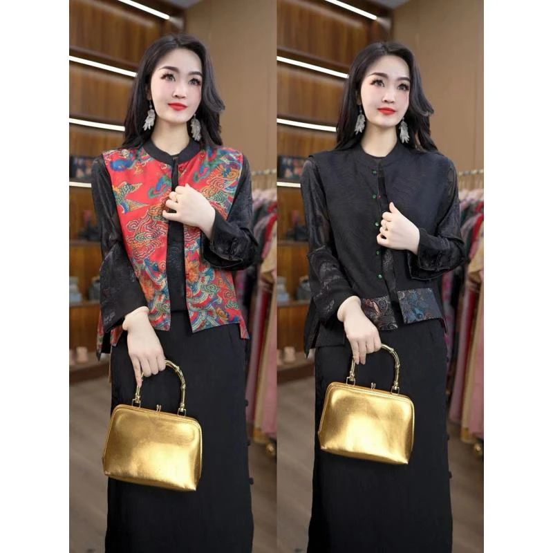 1638-10新中式国风立领盘扣双面穿马甲