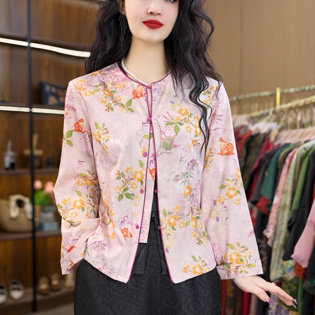 8892-10新中式国风盘扣印花上衣外套