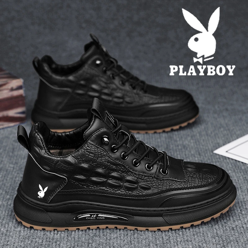 花花公子男鞋2025新款爆款秋冬季高级感男士休闲皮鞋男百搭运动鞋