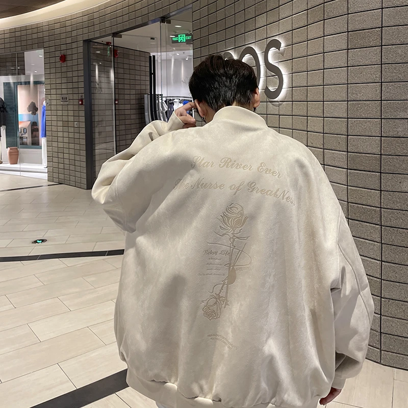 美式棒球服外套男秋冬季2024新款加厚设计感小众高街潮牌休闲夹克