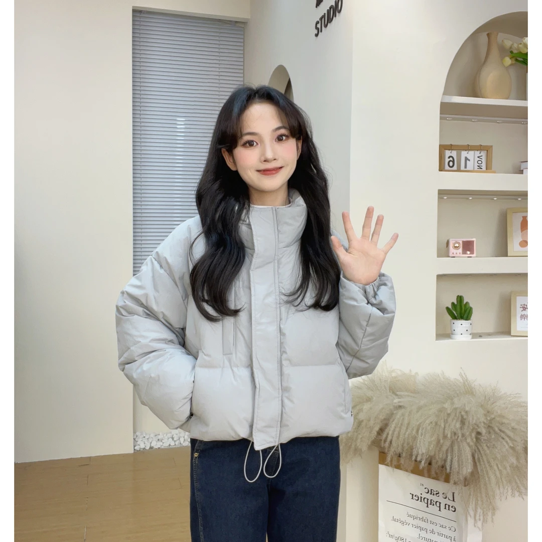 《39075》韩系短款立领棉衣女冬季宽松防风保暖加厚小个子面包服