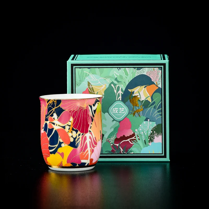 成艺 繁花福缘高足直筒品茗主人杯 100ml 送成艺定制礼盒