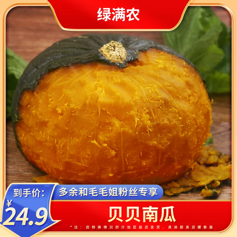 【毛毛姐专享】山东糖化贝贝南瓜4.5斤粉糯粗粮小南瓜