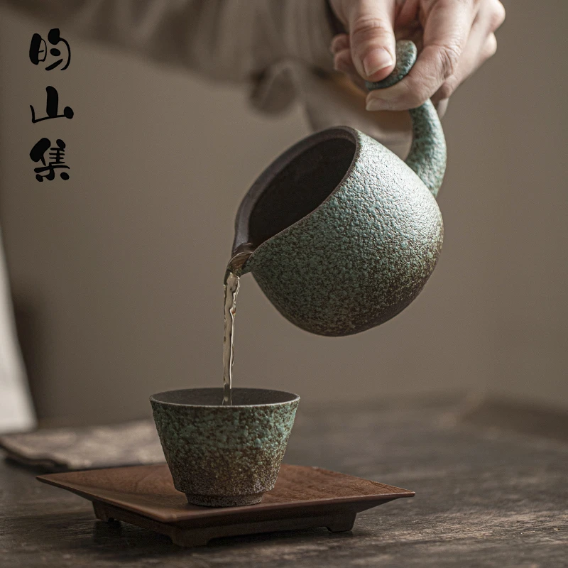 粗陶公道杯家用复古窑变绿匀杯单个茶海陶瓷功夫茶具零配件分茶器