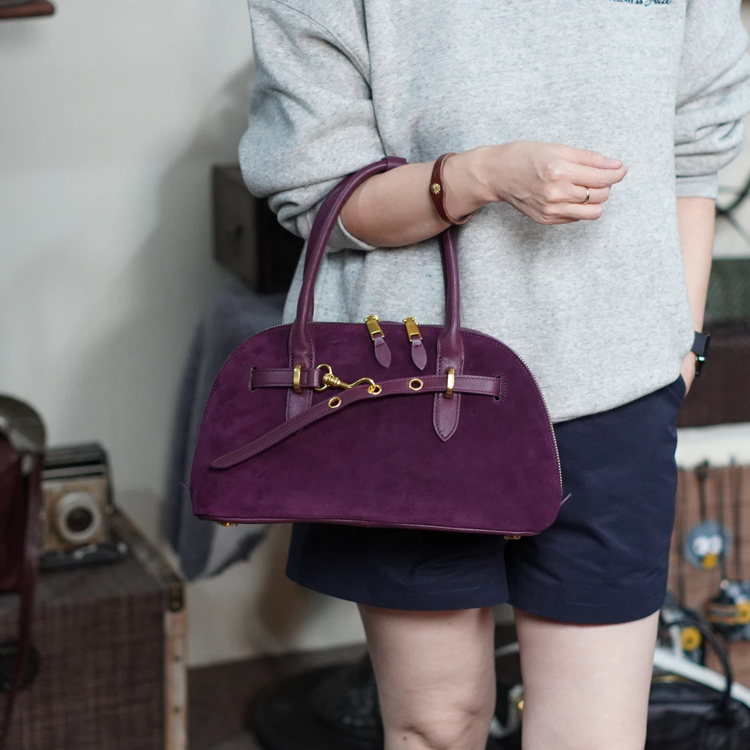 [冰语]2024高定秋冬时尚百搭新品真皮女包复古简约单肩手提贝壳包