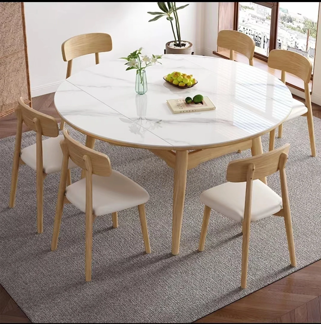 231#北欧全实木微晶石餐桌家用小户型现代简约多功能轻奢岩板餐桌