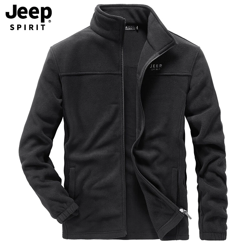 JEEP吉普 卫衣男加绒加厚2019秋季宽松大码立领摇粒绒开