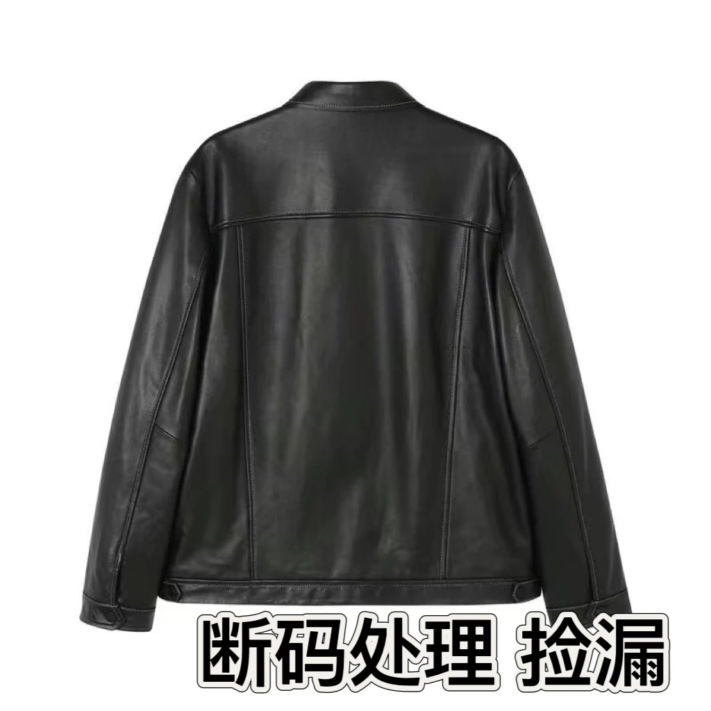 孤品捡漏真皮皮衣男式黑色翻领时尚商务短款复古潮流春秋经典夹克