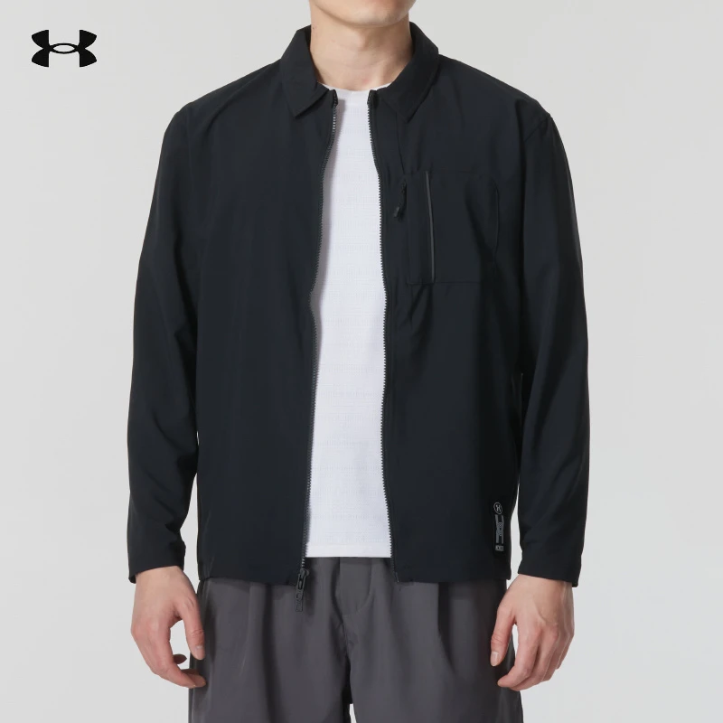 【正品】UA安德玛针织翻领夹克男装跑步运动服休闲训练外套 1379293