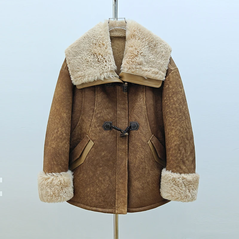 2024冬季新款爆款高端轻奢进口皮毛一体外套女休闲百搭高级感外套