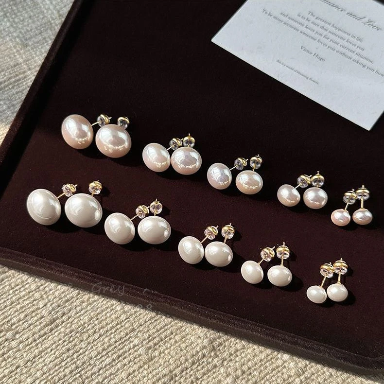 合金耳饰 好运馒头珍珠大耳钉2024新款爆款耳环小众设计高级耳饰
