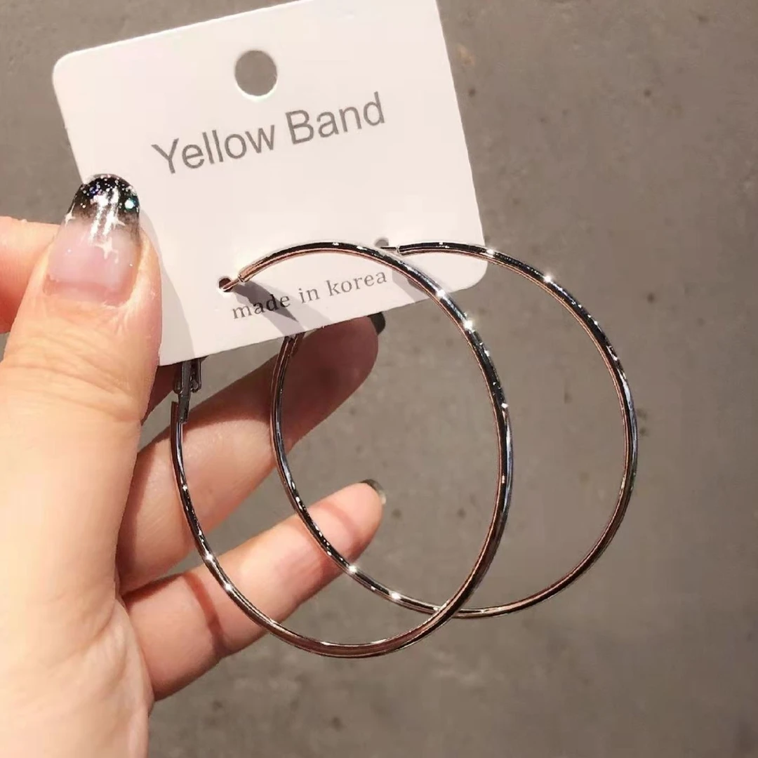 合金耳饰 毕业季新款针欧美夸张圆圈大气素圈耳环冷淡风百搭耳圈