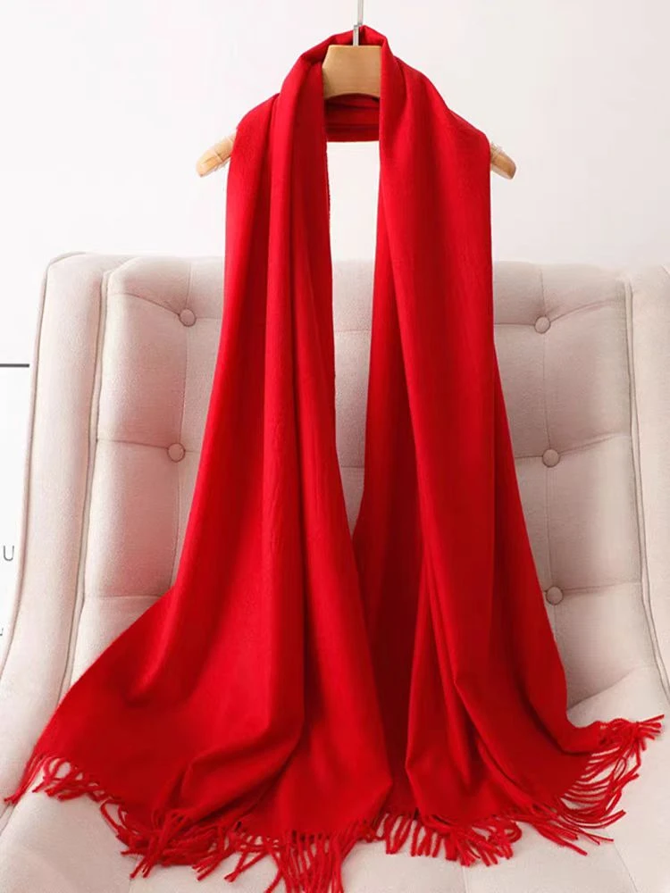 【新疆包邮】大红色围巾公司年会2024流行围巾网红款男女冬季新年款