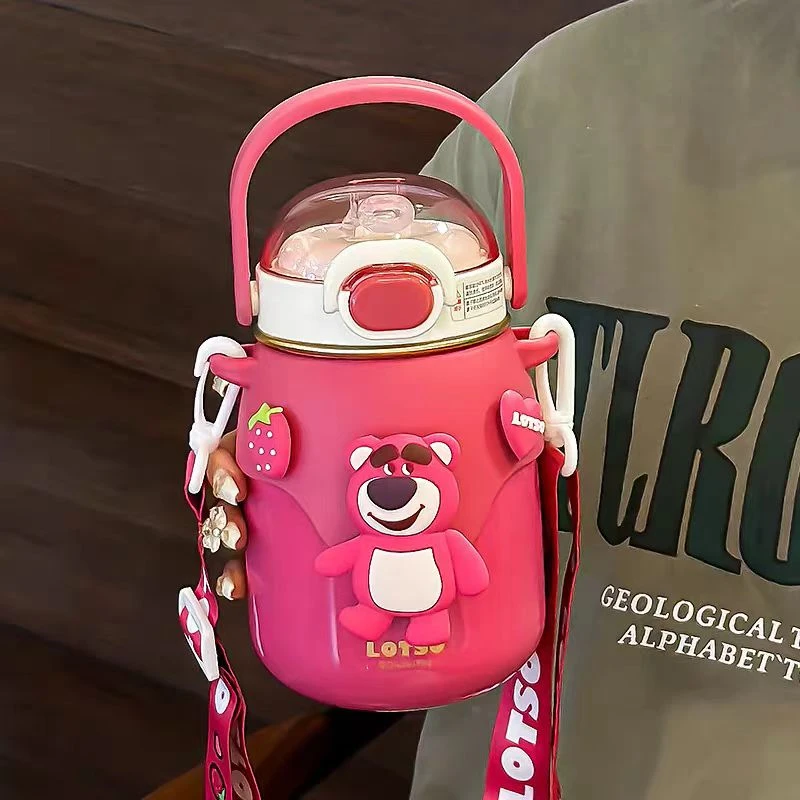 【新疆包邮】迪士尼草莓熊卡通公仔316不秀钢学生校园大容量保温杯