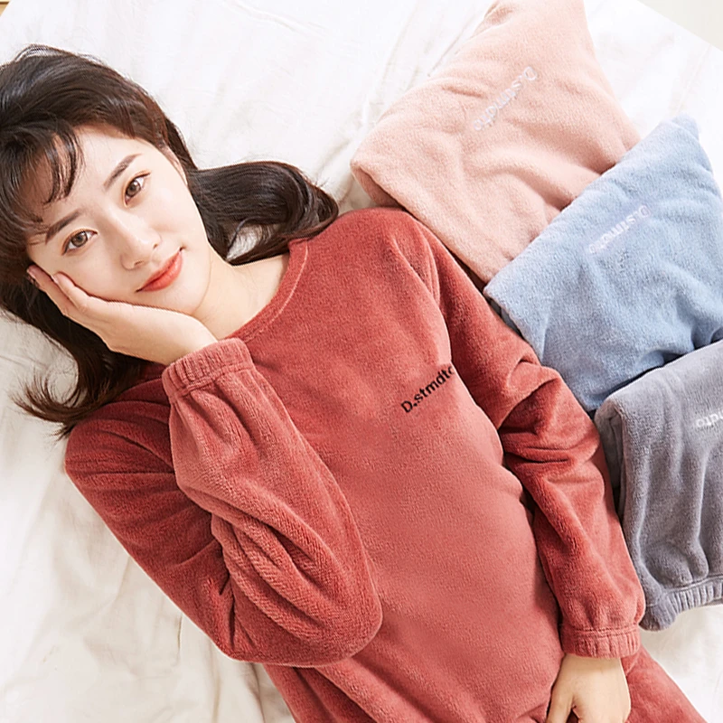懒人套装女珊瑚绒睡衣家居服秋冬保暖仙女装休闲可外穿宽松暖暖套
