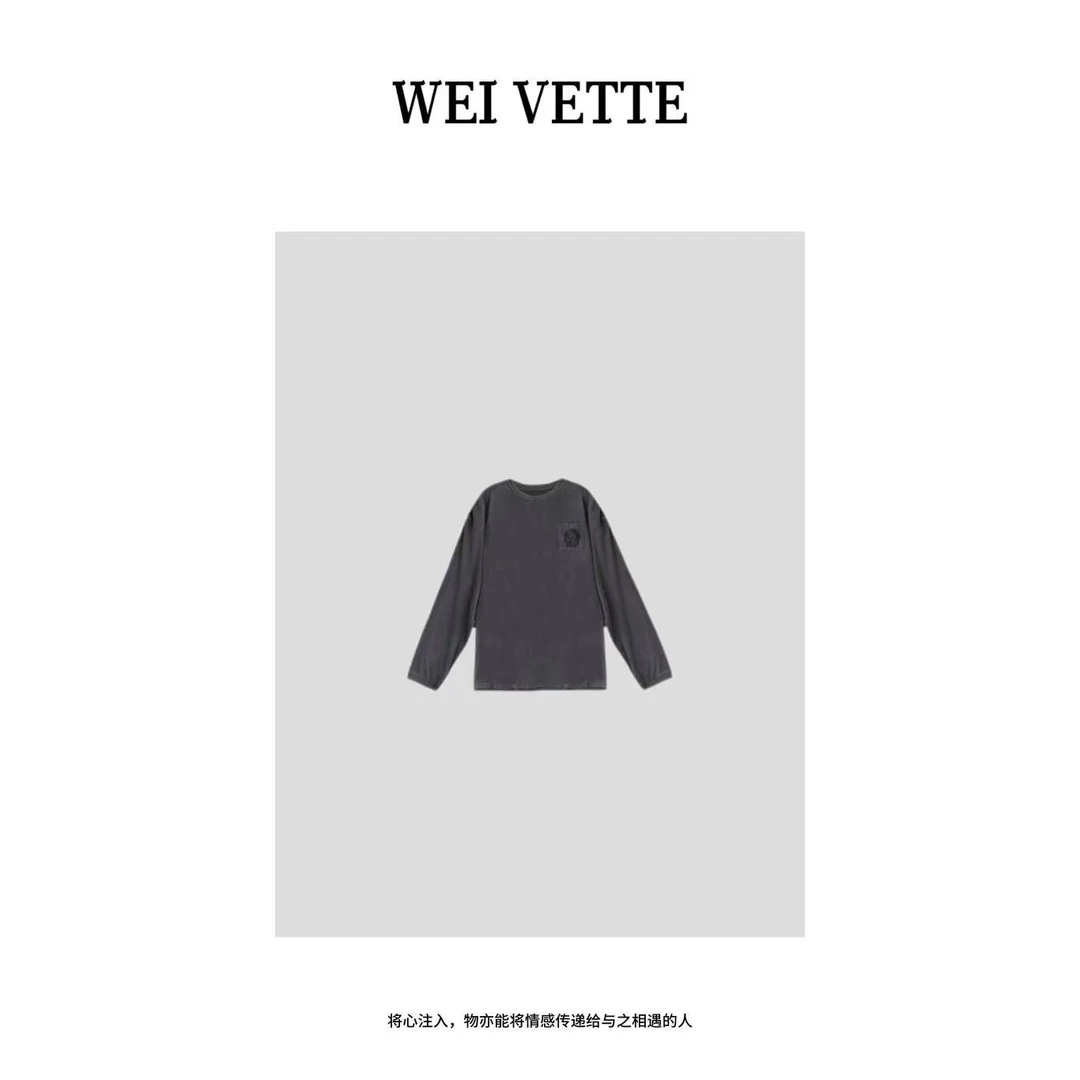 VÈTTE  WEI  【特no退no换】水泥灰长袖T恤  10076-F
